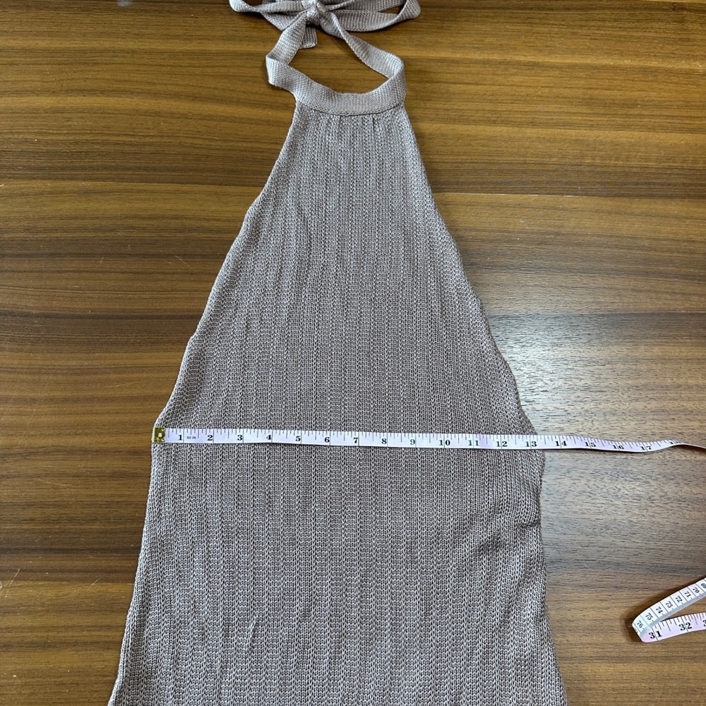 Flook the Label Zadia Knit Halter Maxi Dress Tan REVOLVE Slinky Resort Medium - Picture 9 of 14